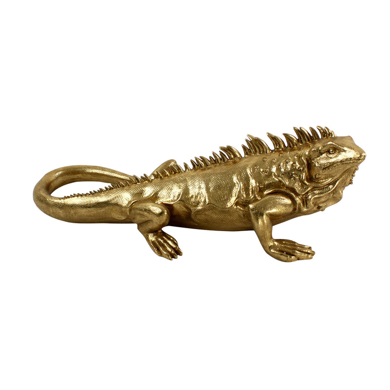 Leguan, gold Polyresin, 95x35x31 cm