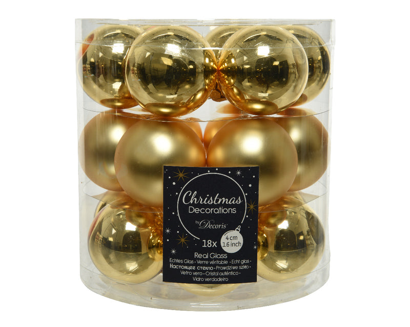 18 Stück Weihnachtskugeln glänzend/matt D4 cm