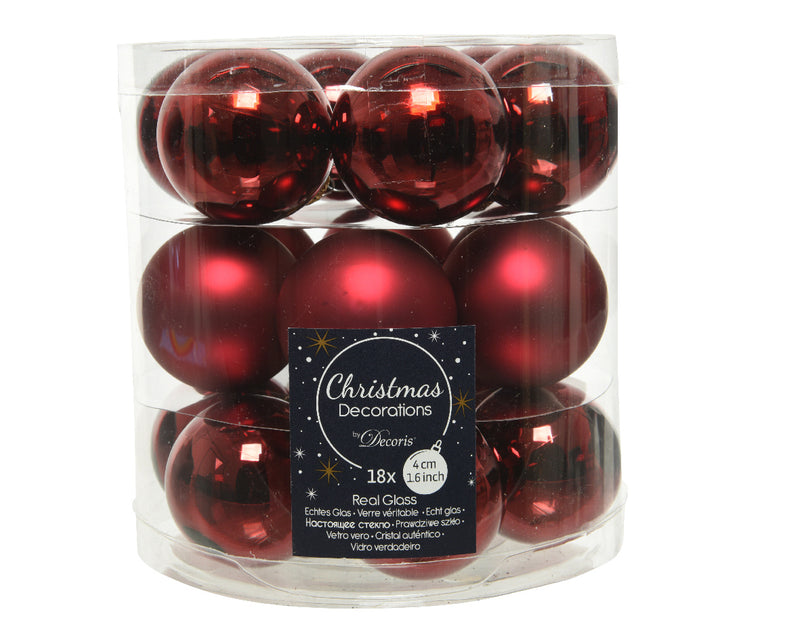 18 Stück Weihnachtskugeln glänzend/matt D4 cm