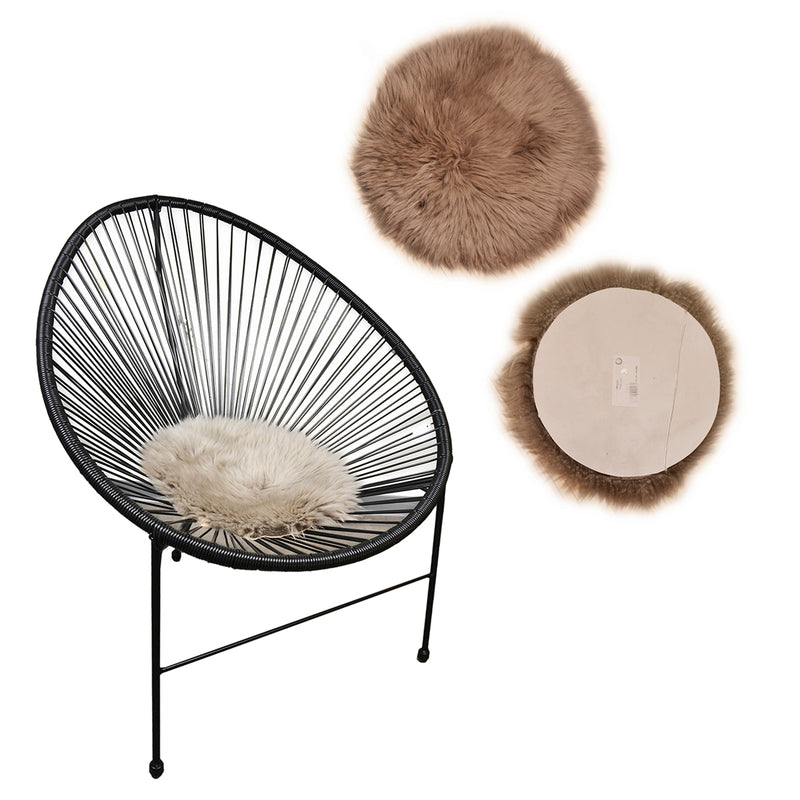 Heide-Lammfellpad Sitzkissen " taupe " rund