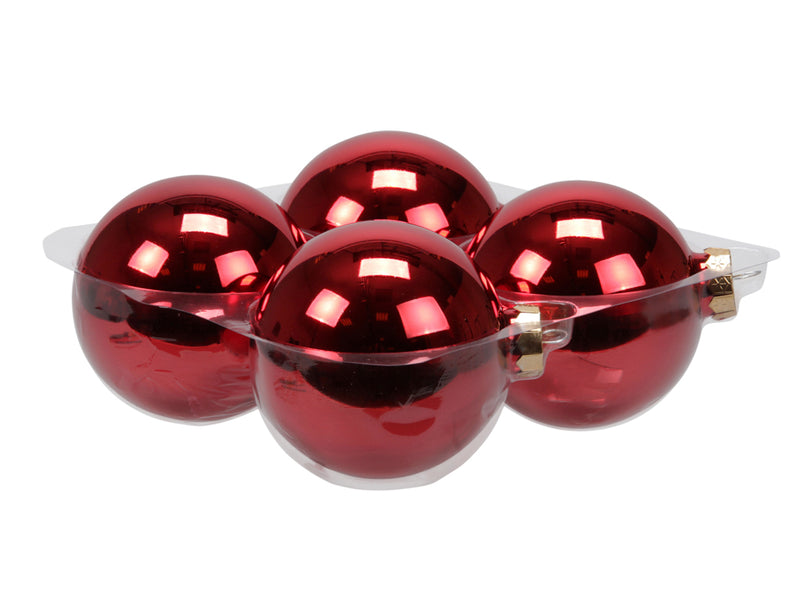 4 Stück * 10cm Weihnachtskugeln Glas