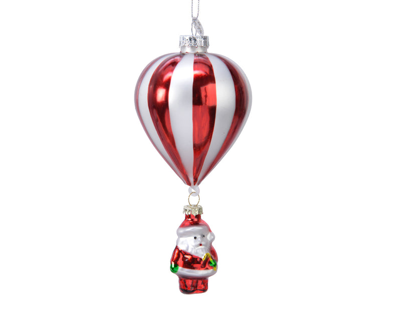 Glashänger Ballon Santa 7 x 15 cm rot weiß