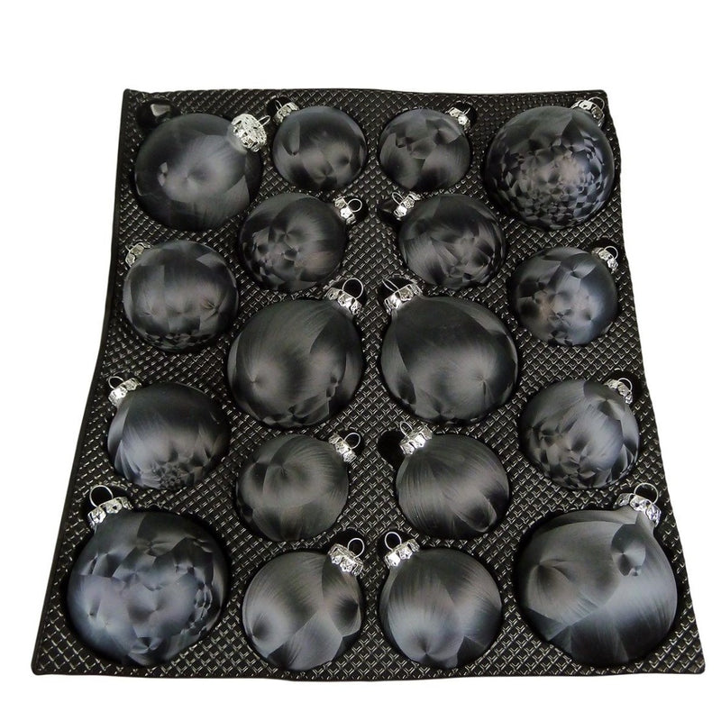 Weihnachtskugel Sortiment 18tlg. Glas Schwarz Eislack