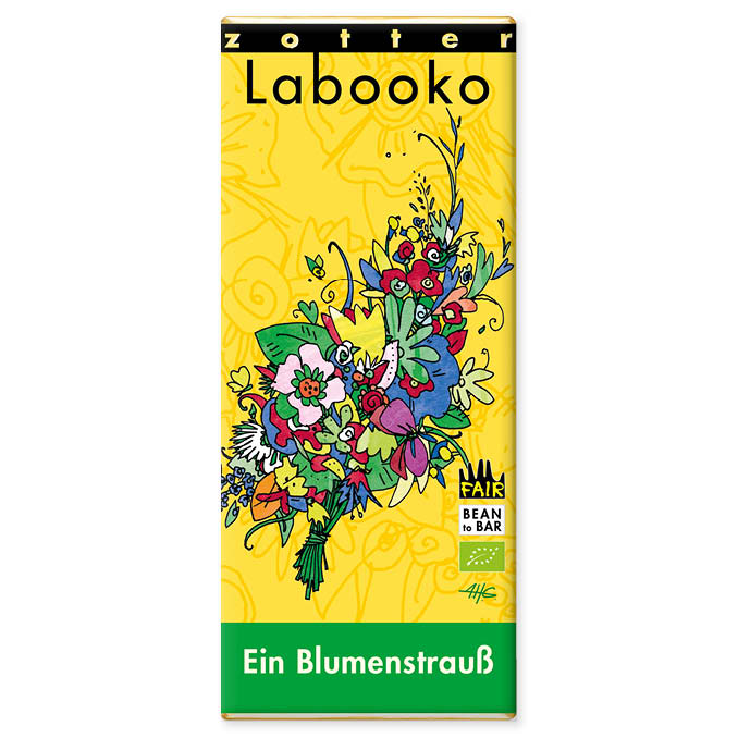 Zotter Labooko -ein Blumenstrauß- Mandel-Rosen & Cashewnugat mit Wiesenblüten