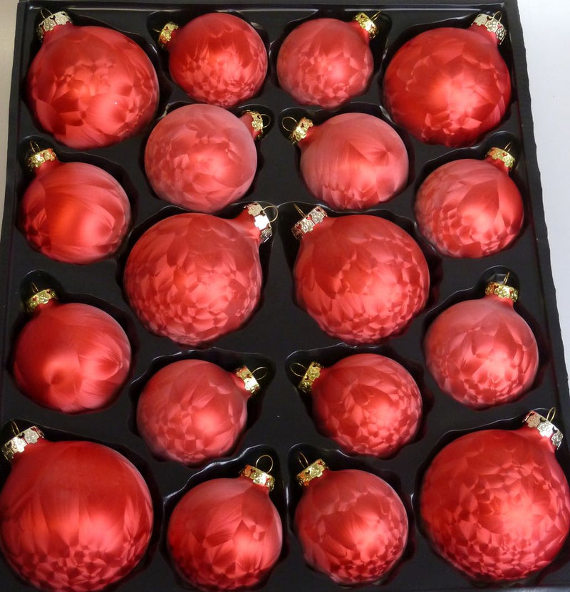 Weihnachtskugel Sortiment 18tlg. Glas Rot Eislack
