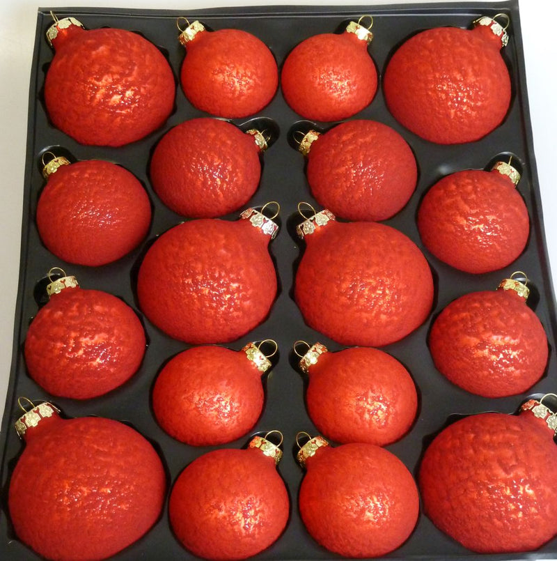 Weihnachtskugel Sortiment 18tlg. Glas Rot Struktur