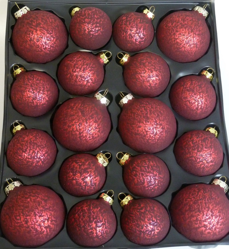 Weihnachtskugel Sortiment 18tlg. Glas Ochsenblut Struktur