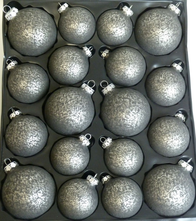 Weihnachtskugel Sortiment 18tlg. Glas Taubengrau Struktur