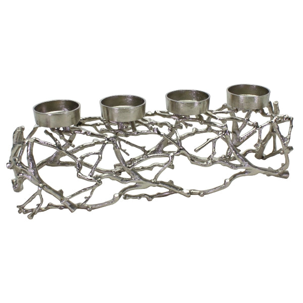 Leuchter Äste mit 4 Kerzenhaltern Aluminium vernickelt, 60x35x16 cm