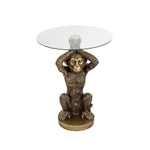 Beistelltisch Monkey Polyresin/Glas, 40x40x52 cm