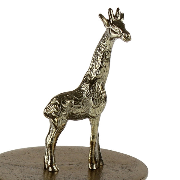 Dekodose m. Giraffenfigur, klar/gold, Glas/Alu, 12x26 cm