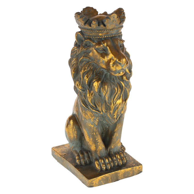 Torwächter Löwe antik gold/grau 14x22x36