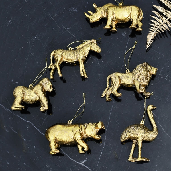Hänger Gorilla, gold Kunststoff, 8x4x7 cm