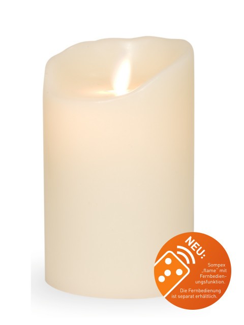 Sompex Flame ELFENBEIN 8x12,5cm LED-Echtwachs Kerze Classic Fernbedienbar