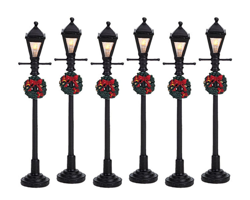 Lemax Straßenlaternen 6 Stück GAS LANTERN STREET LAMP, SET OF 6, B/O (4.5V)