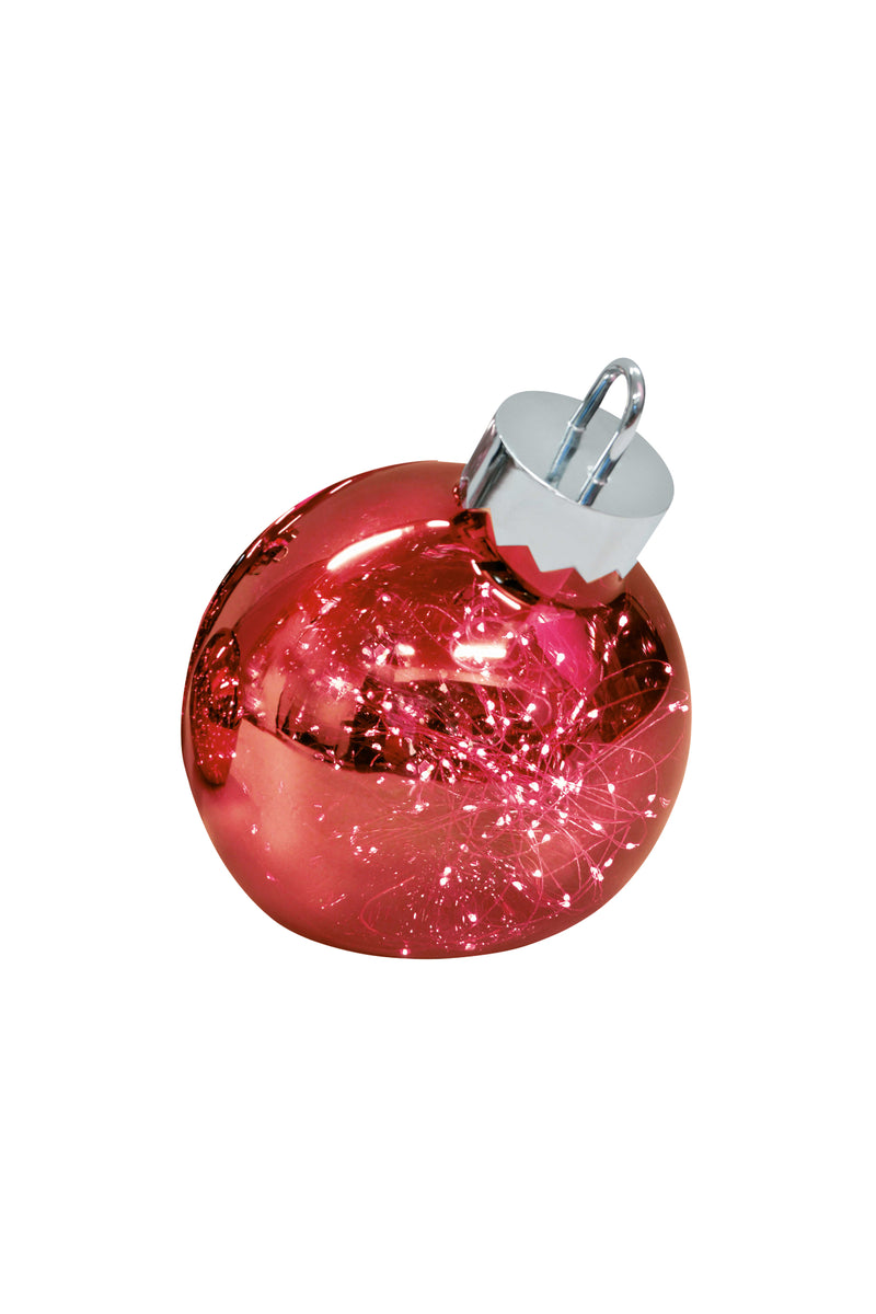 Sompex LED Dekoleuchte Ornament | Große Weihnachtskugel mit Beleuchtung | Dekoelement Fußboden Rot 25cm