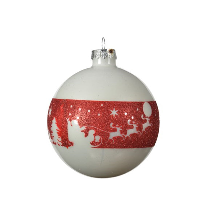 3 Stück Dekor Weihnachtskugeln rot weiß D8cm