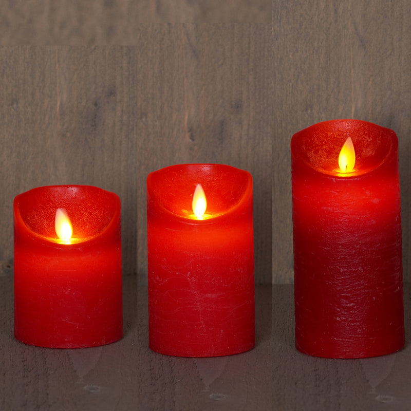 Kerze LED rot wachs rustikal bewegliche Flamme