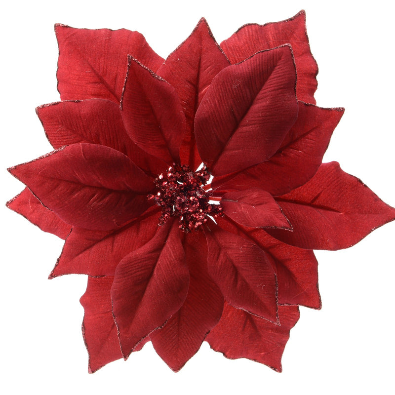 Poinsettia Weihnachtstern mit Klipp 24x7cm rot