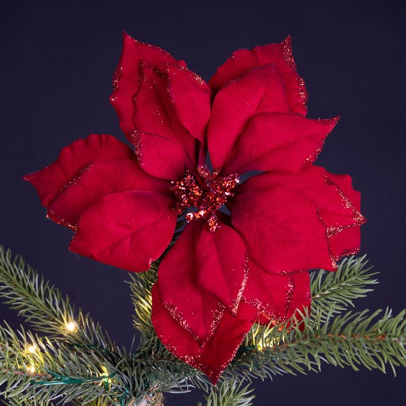 Poinsettia Weihnachtstern mit Klipp 24x7cm rot