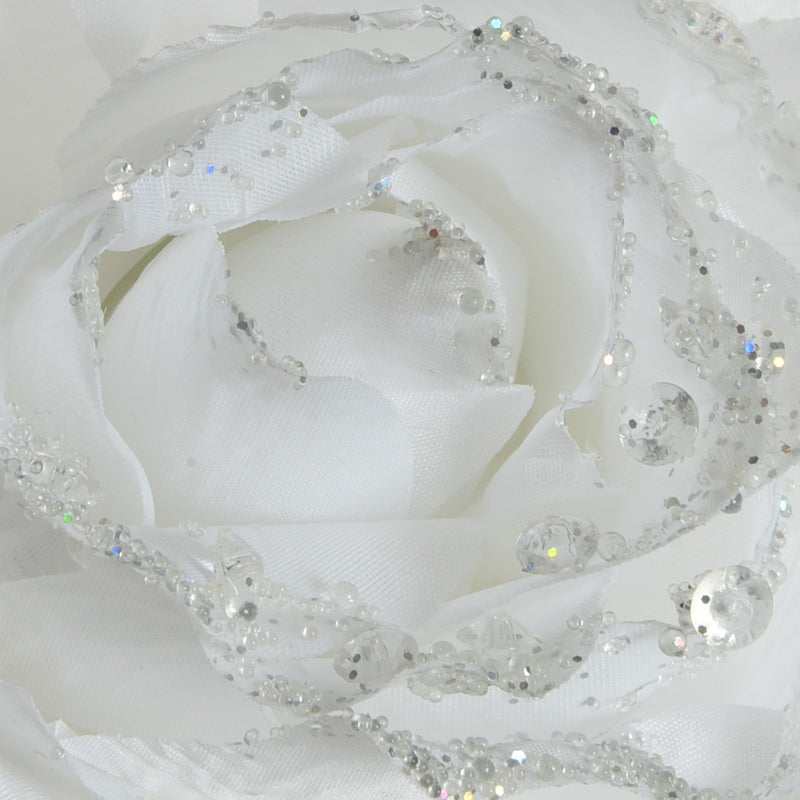 Rose mit Klipp 14x8,5cm weiß