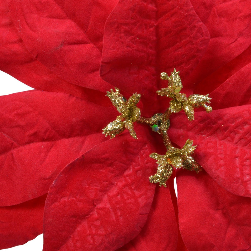 Poinsettia Weihnachtstern mit Klipp 16x3cm rot