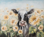 Bild Kuh zwischen Sonnenblumen 90x120cm